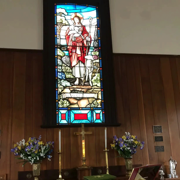 altar and stained glass